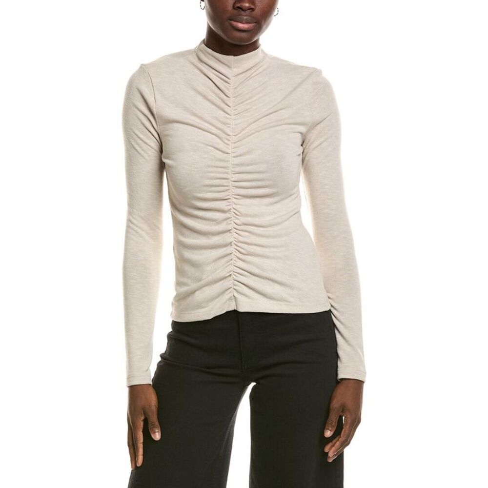 Michael Stars Womens Evelyn Ruched Top, Brown